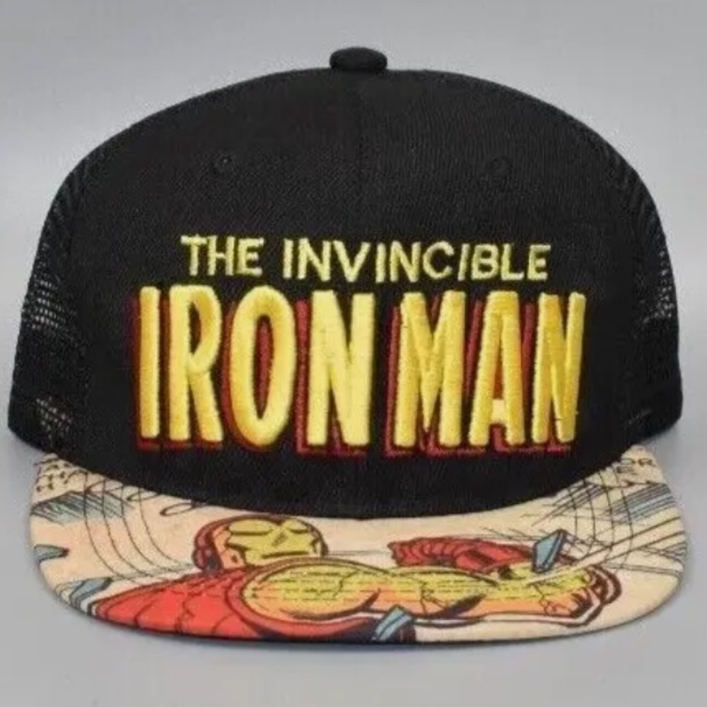 The Invincible Iron-Man Marvel Comics Graphic Brim Trucker Snapback Cap …